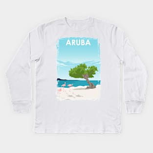 Aruba Travel Poster Kids Long Sleeve T-Shirt